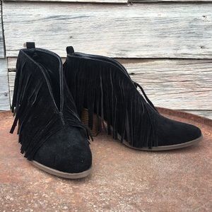 Black Fringe Booties